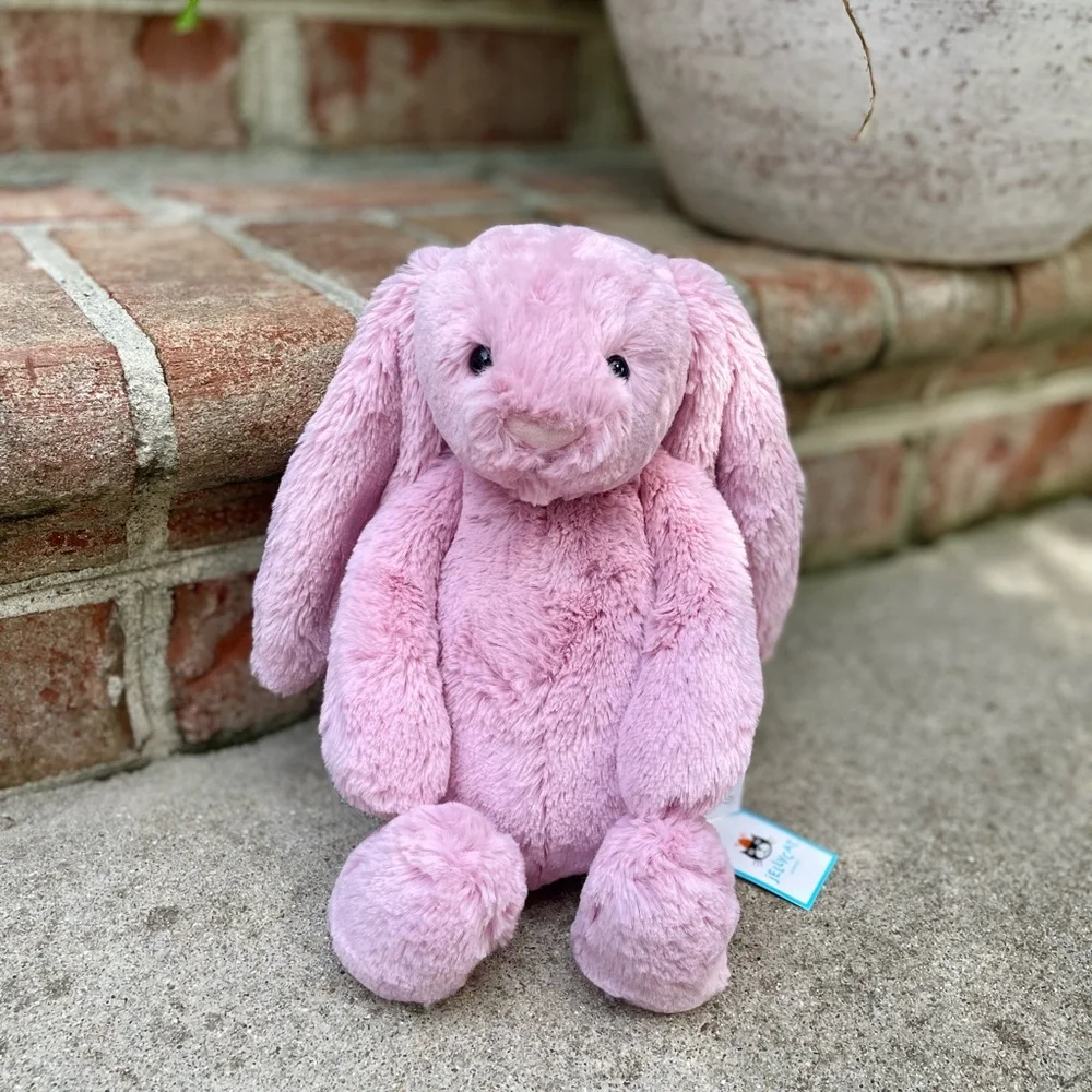 100% Authentic Bashful Pink Tulip Bunny Jellycat- NWT - Picture 2 of 5